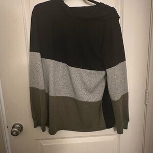 SHEIN Black, Gray, and Olive Colorblock Hoodie